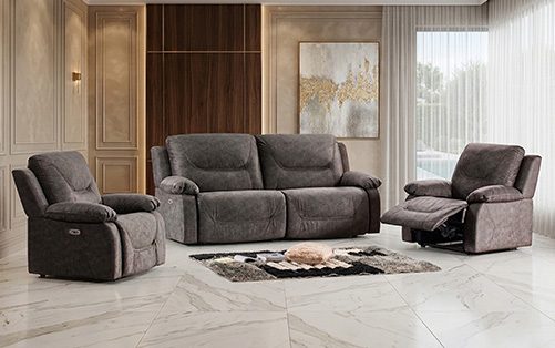 Brighton Sofa With 4 Electric Recliners (Fabric)