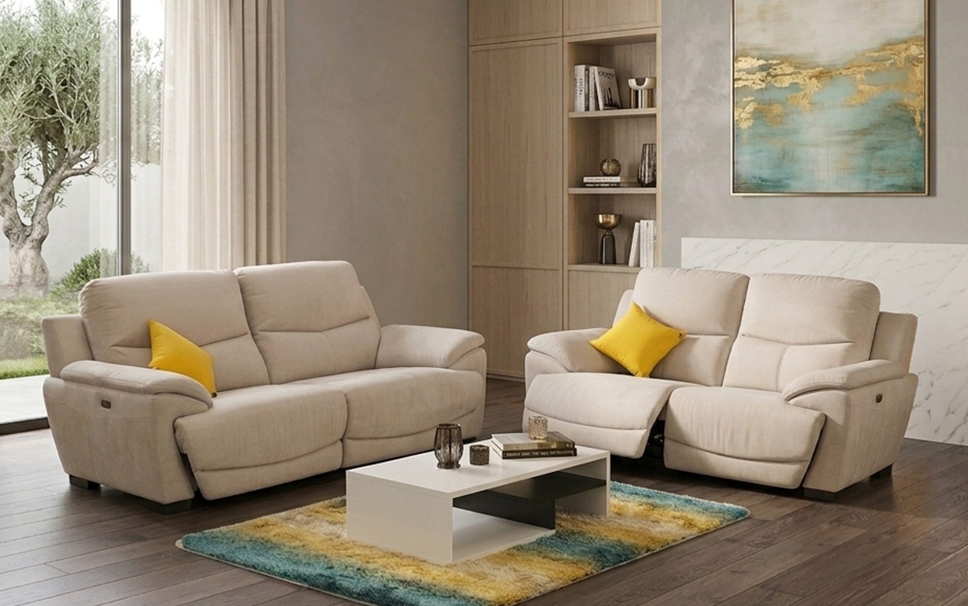 Oslen Sofa With 4 Electric Recliners